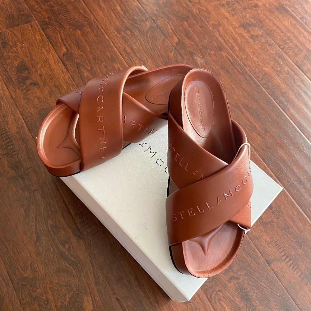 Stella McCartney Signature Logo Soft Eco Sandals Sierra Color Size 39 (US 9)